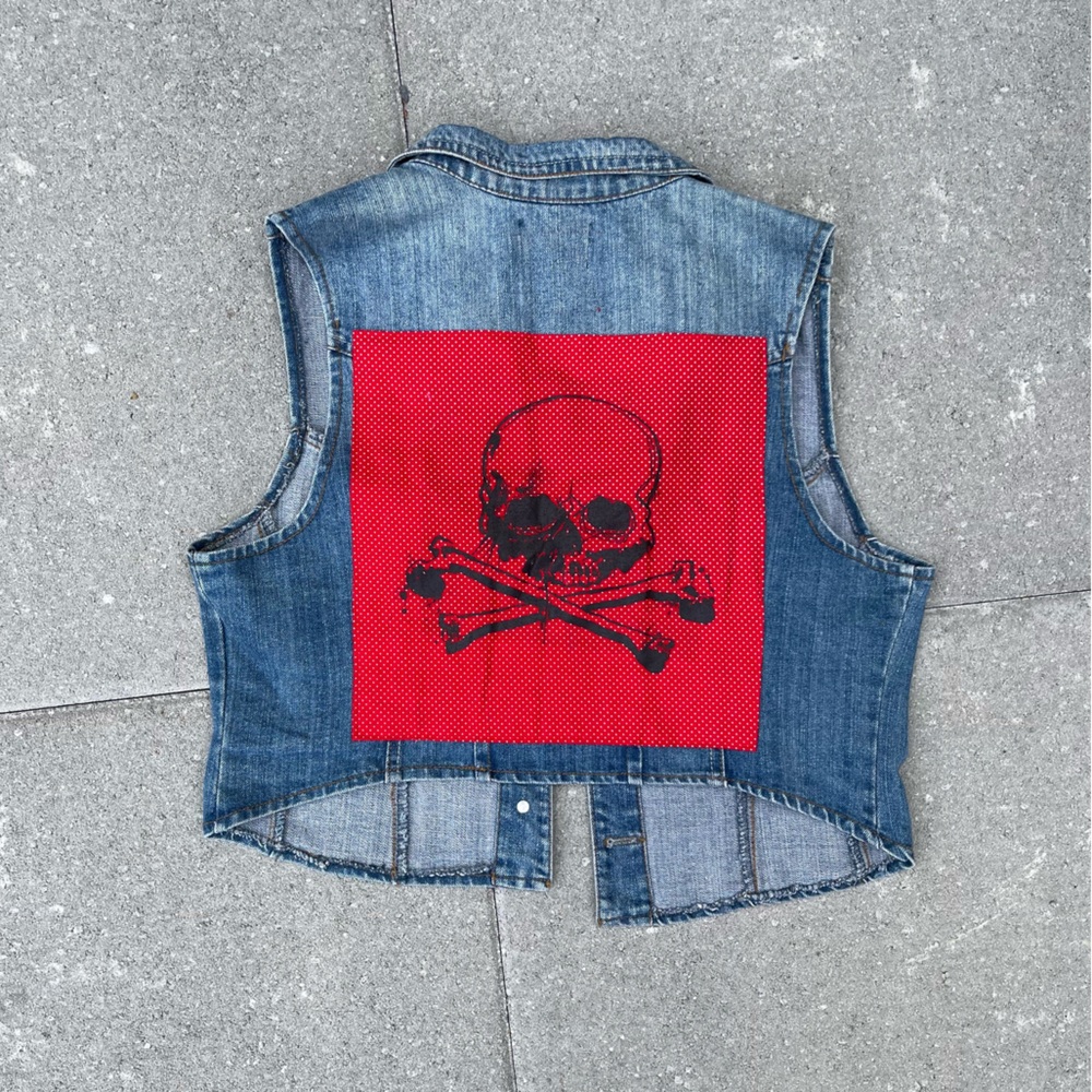 Denim Skull Vest